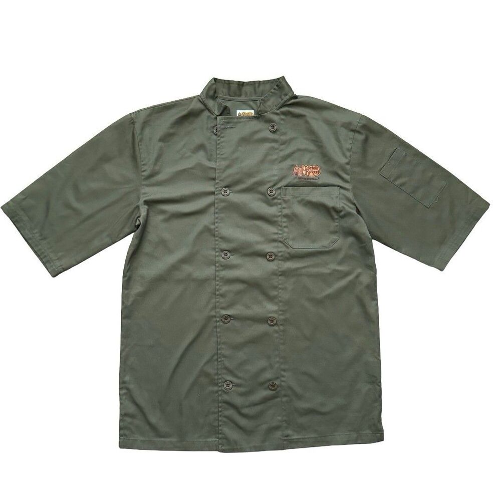NWOT Cracker Barrel Shirt Size S Green Chef Coat Employee Cook Uniform Button